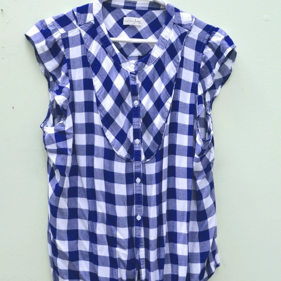 Navy and White Gingham Short Sleeve Shirt - Picture 1 of 5